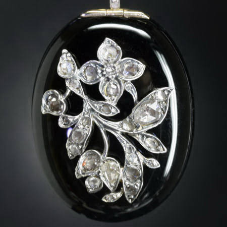 Classical Victorian onyx and diamond locket (image 1 of 7)